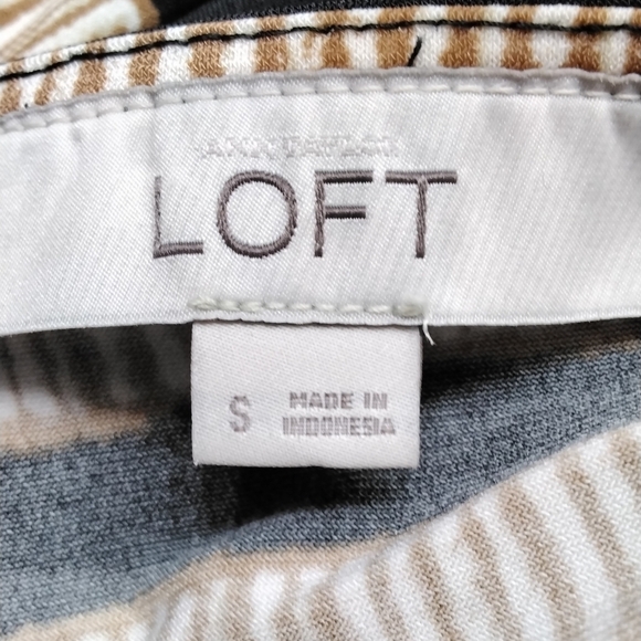 Loft Black & Tan Diagonal Stripes With Ruching At the Waist  Size S - Picture 4 of 4